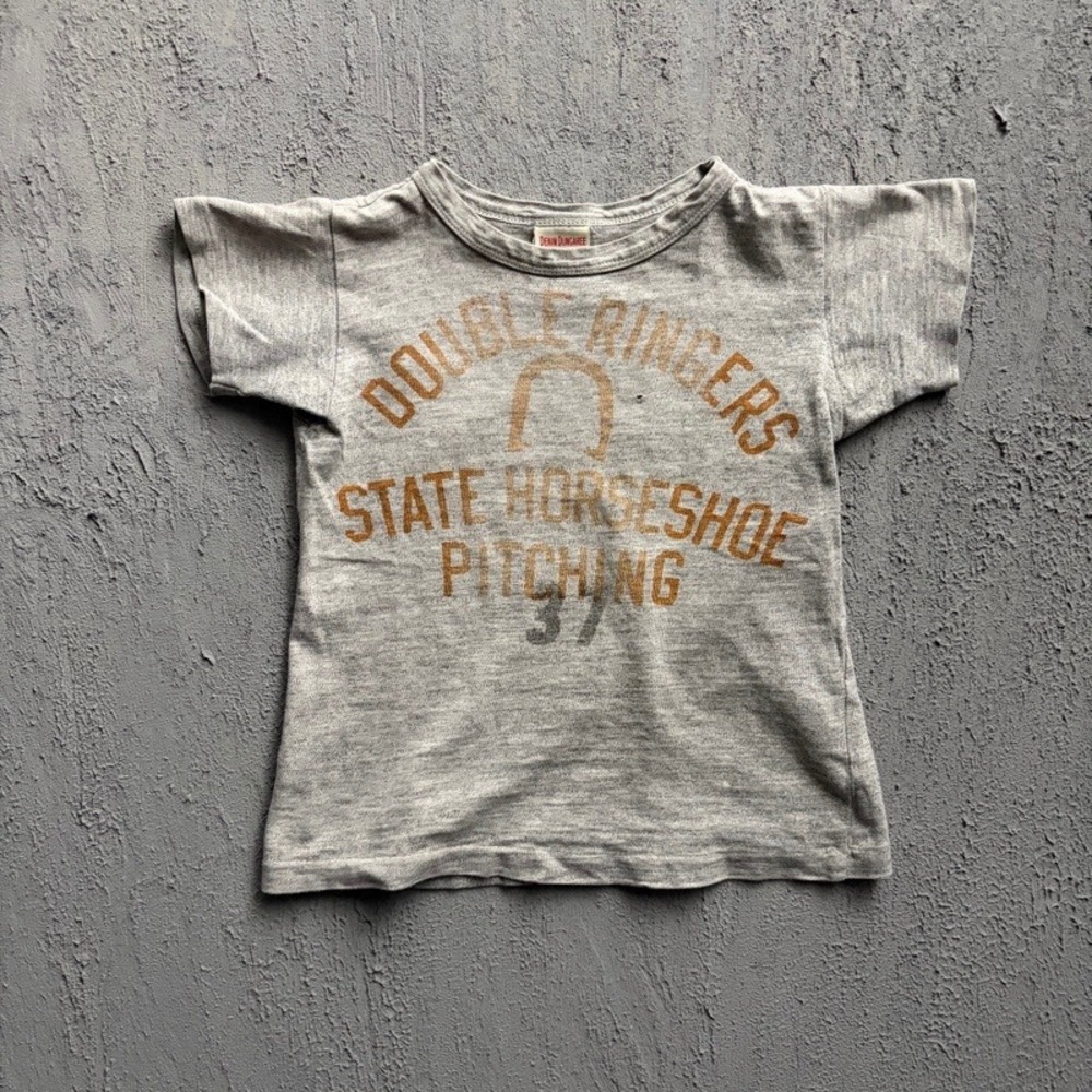 Denim & Dungaree Shirt 110CM Small Gray Double Ringers Horseshoe Japan Baby Tee